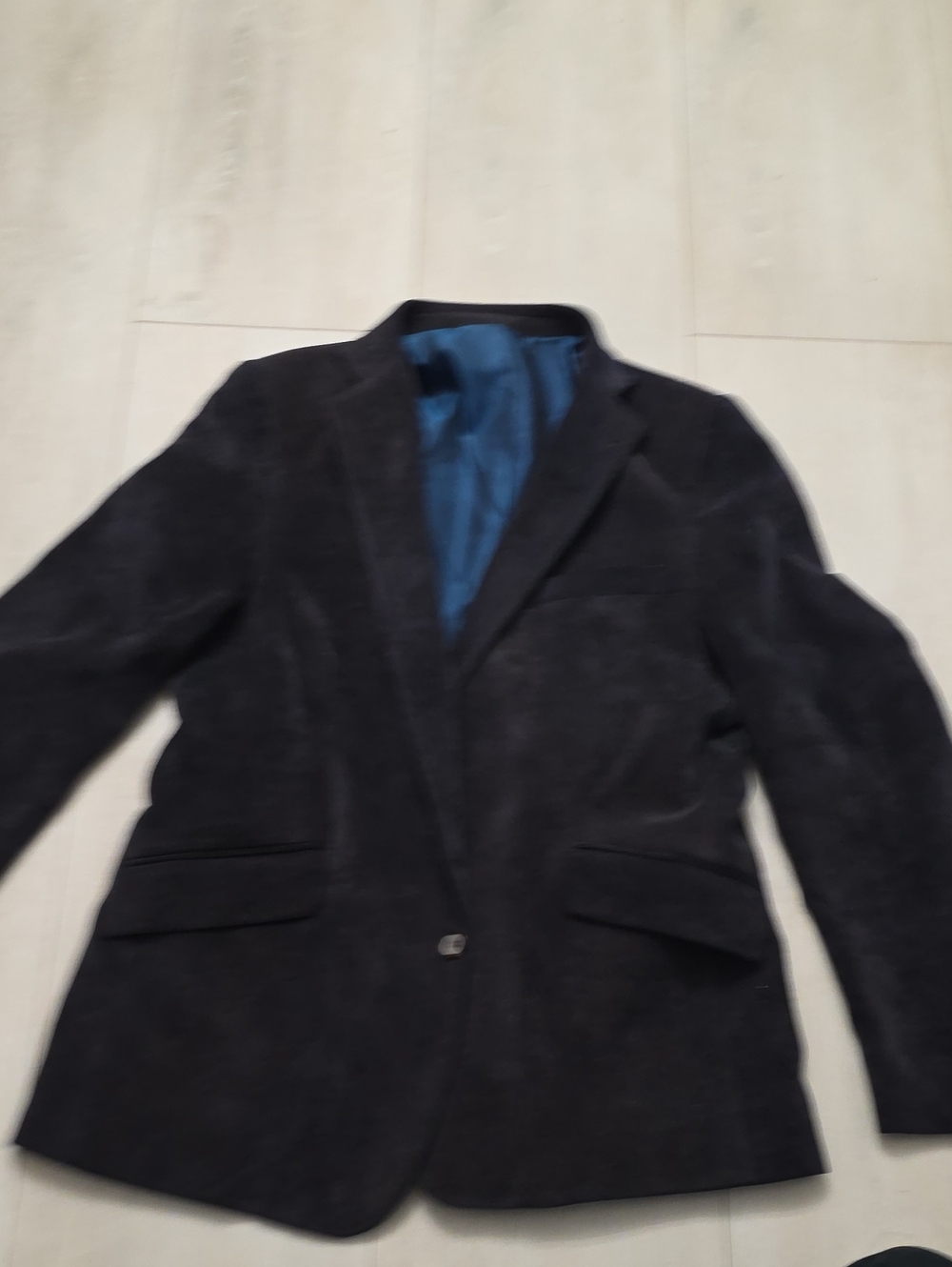 Men Or Women Dark Navy Suede Blazer Jacket - Classic Single-Button Style